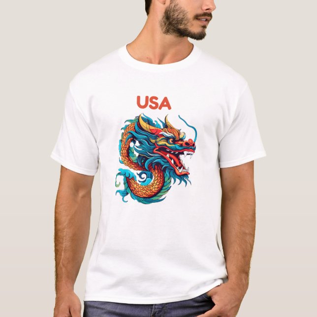 USA Power Dragon – Power Version T-Shirt (Front)