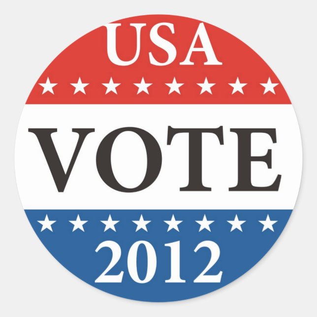 usa president elections vote badge political 2012 classic round sticker (Front)