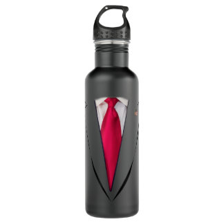 USA President Trump Suit, Easy Halloween Costume 710 Ml Water Bottle