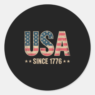 Usa Pride 4th Of July Vintage Since 1776 American Classic Round Sticker