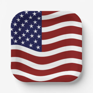 USA Pride 7" Square Paper Plates –Flag Mark Design