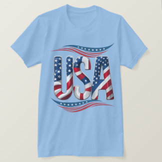 USA Pride Bold Letter Art – Flag Inside Edition T-Shirt