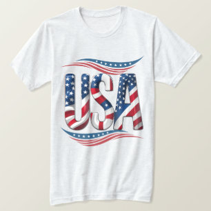 USA Pride Bold Letter Art – Flag Inside Edition T-Shirt