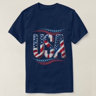 USA Pride Bold Letter Art – Flag Inside Edition T-Shirt