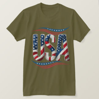 USA Pride Bold Letter Art – Flag Inside Edition T-Shirt