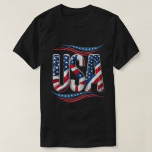 USA Pride Bold Letter Art – Flag Inside Edition T-Shirt