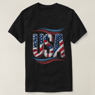 USA Pride Bold Letter Art – Flag Inside Edition T-Shirt