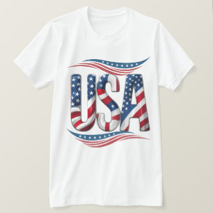 USA Pride Bold Letter Art – Flag Inside Edition T-Shirt