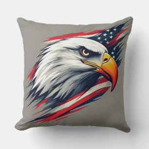 USA Pride Gift – Bald Eagle with American Flag Cushion