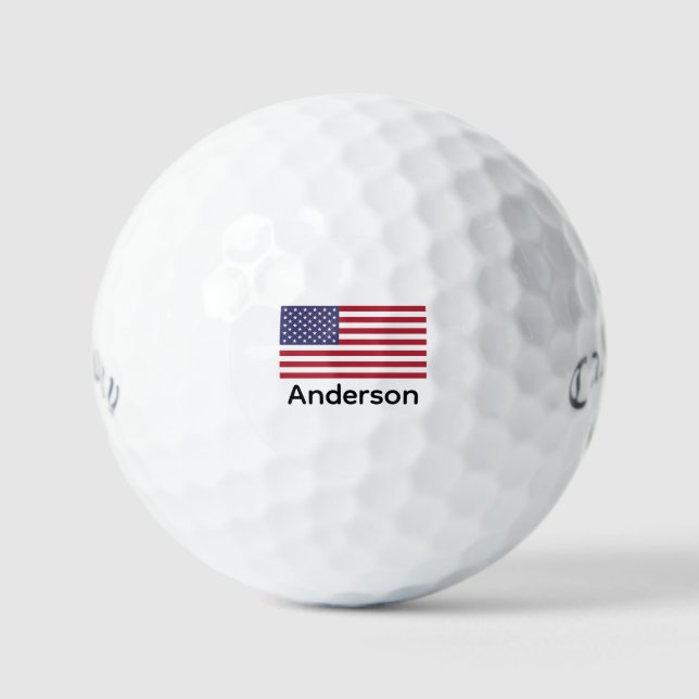 USA Print American Flag Personalised Golf Balls (Front)