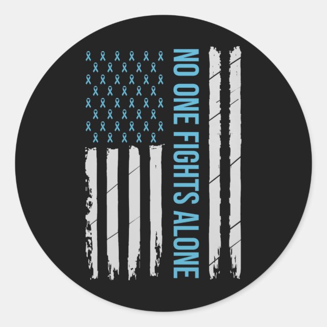 Usa Prostate Cancer Awareness Light Blue Ribbon Su Classic Round Sticker (Front)