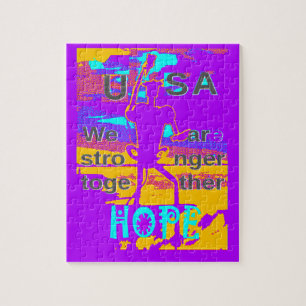 USA Psychedelic Hope: Neon Unity Art Jigsaw Puzzle