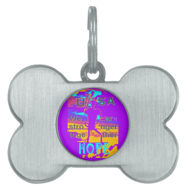 USA Psychedelic Hope: Neon Unity Art Pet Tag (Front)