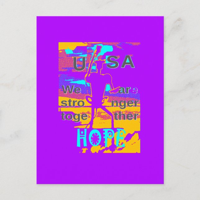 USA Psychedelic Hope: Neon Unity Art Postcard (Front)
