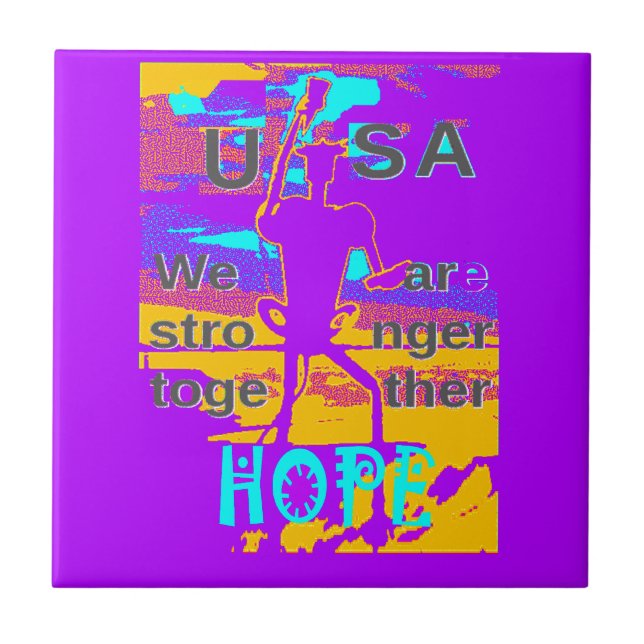 USA Psychedelic Hope: Neon Unity Art Tile (Front)