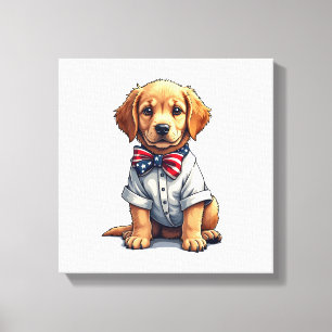 USA Puppy Patriot Golden Retriever Vintage Tee 2 Canvas Print