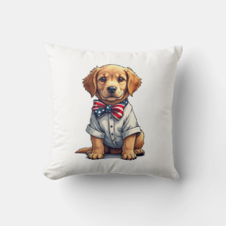 USA Puppy Patriot Golden Retriever Vintage Tee 2 Cushion