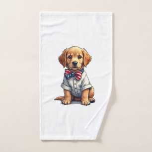 USA Puppy Patriot Golden Retriever Vintage Tee 2 Hand Towel