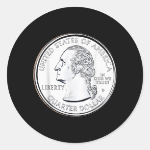 Usa Quarter Dollar 25 Cents Aamerica United States Classic Round Sticker