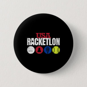Usa Racketlon - Table Tennis Badminton Squash Tenn 6 Cm Round Badge