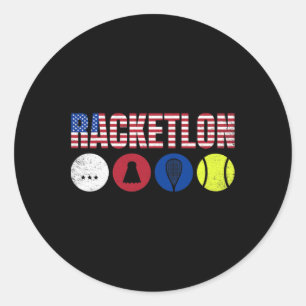 Usa Racketlon - Table Tennis Badminton Squash Tenn Classic Round Sticker