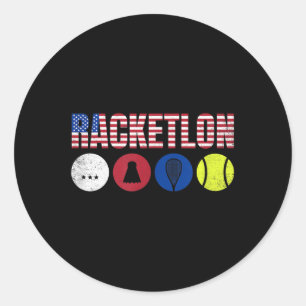 Usa Racketlon - Table Tennis Badminton Squash Tenn Classic Round Sticker