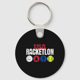 Usa Racketlon - Table Tennis Badminton Squash Tenn Key Ring