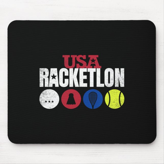 Usa Racketlon - Table Tennis Badminton Squash Tenn Mouse Mat (Front)