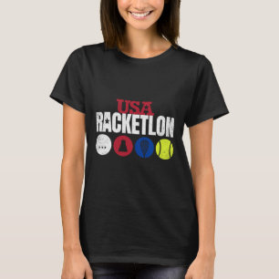 Usa Racketlon - Table Tennis Badminton Squash Tenn T-Shirt