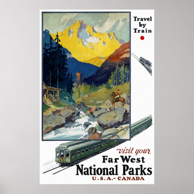 USA Railroad Vintage Travel Poster Restored (Front)