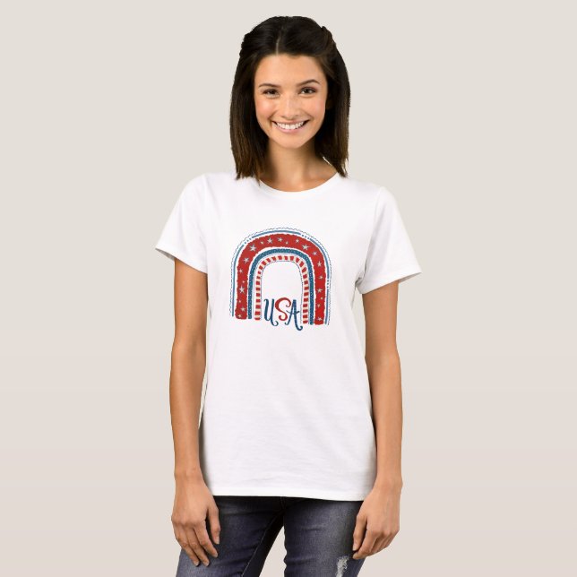 USA Rainbow Patriotic Fun Inspirivity T-Shirt (Front Full)