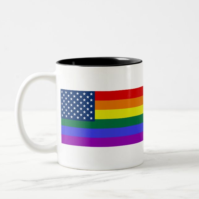 USA Rainbow Pride Two-Tone Coffee Mug (Left)