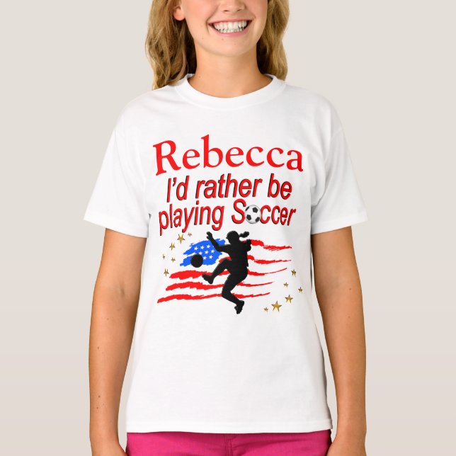 USA RATHER BE PLAYING SOCCER PERSONALIZED TEE (Front)