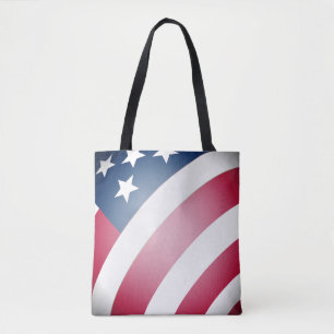 USA Red and White Stripes, Stars on Blue Flag Art Tote Bag