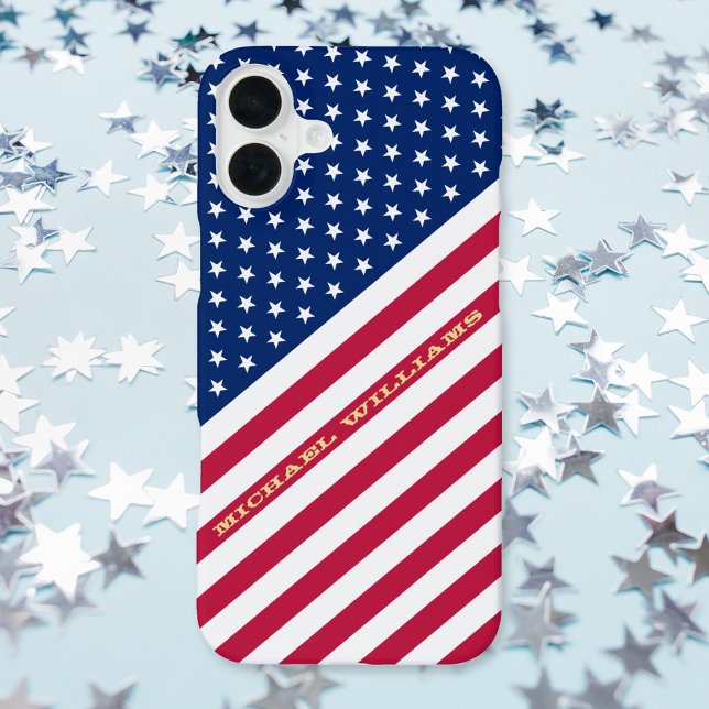 USA Red Blue White Stars Stripes Flag Monogrammed iPhone Case (USA Red Blue White Stars Stripes Flag Monogrammed iPhone Case)