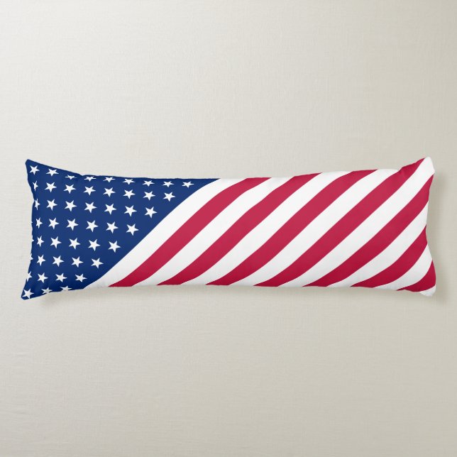 USA Red Blue White Stars Stripes Flag Patriotic Body Cushion (Front)