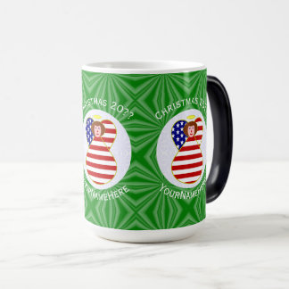 USA Red Hair Angel Christmas Flag Personalised  Magic Mug