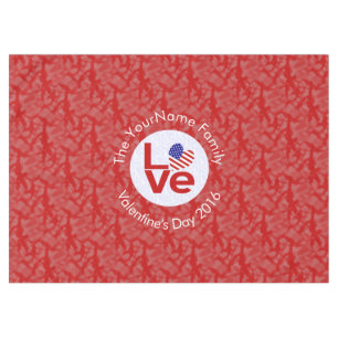 USA Red LOVE Heart Flag Personalised Text  Tablecloth