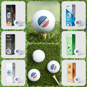 USA Red White and Blue American Flag Golf Balls