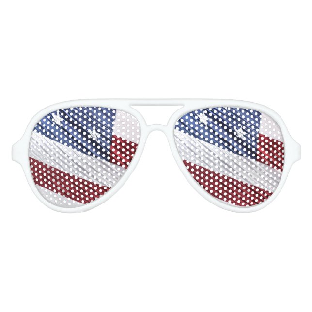 USA Red, White and Blue American Patriotic Flag Aviator Sunglasses (Front)