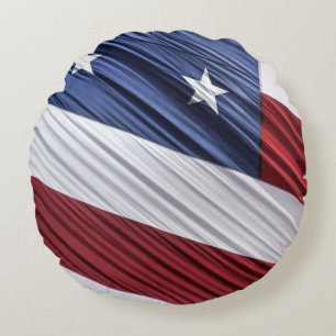 USA Red, White and Blue American Patriotic Flag Round Cushion