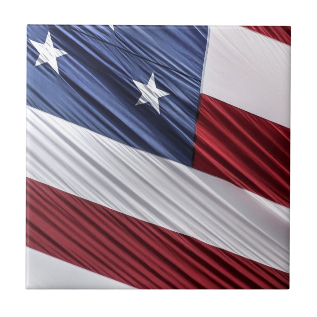 USA Red, White and Blue American Patriotic Flag Tile (Front)