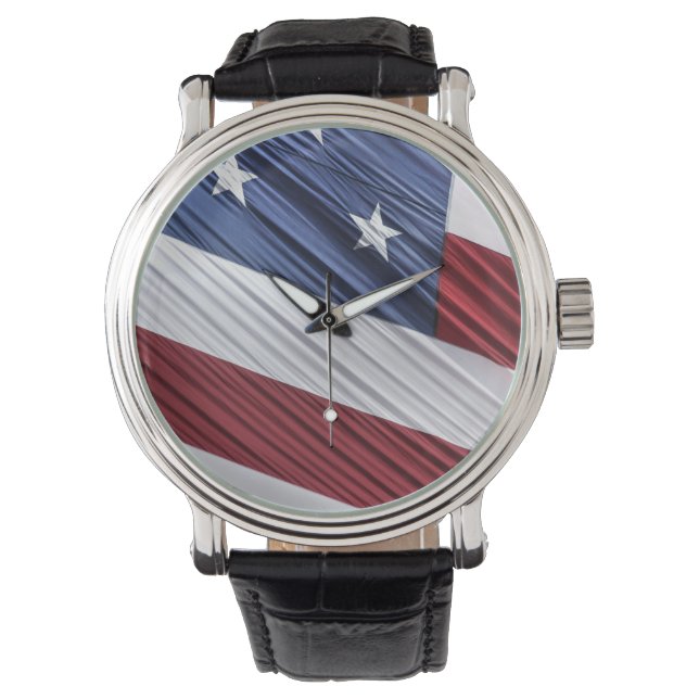 USA Red, White and Blue American Patriotic Flag Watch (Front)
