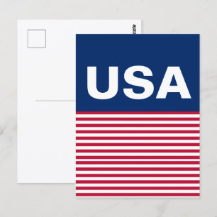 USA Red White and Blue Patriotic Postcard