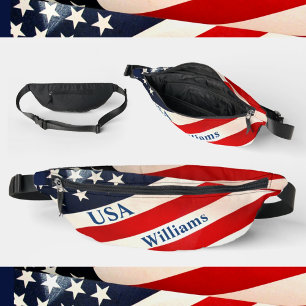 USA Red White and Blue Star and Stripes Flag Bum Bags