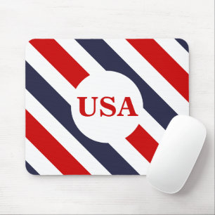 USA Red White and Blue Striped Mouse Pad