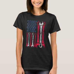 Usa Red White Blue American Flag Mechanic 1 T-Shirt