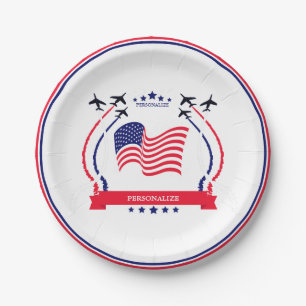 USA Red White & Blue Any Occasion Party Supplies Paper Plate