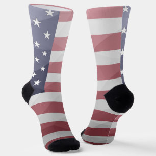USA Red White Blue Geometric Mesh Pattern Socks
