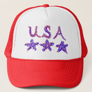 USA Red White Blue Stars Patriotic Trucker Hat